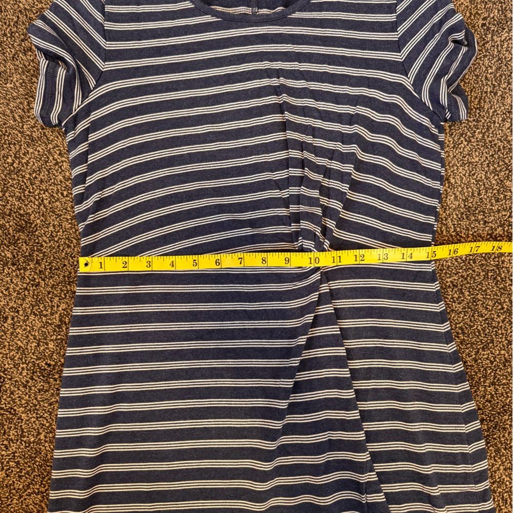 T by Talbots Navy and White Striped Twist Tie Sun Dress Size MP Short Sleeve - Picture 7 of 8